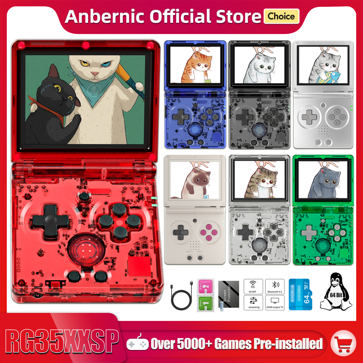 Retro Gaming Arcade Console - ANBERNIC NEW RG35XXSP Flip Handheld Game
