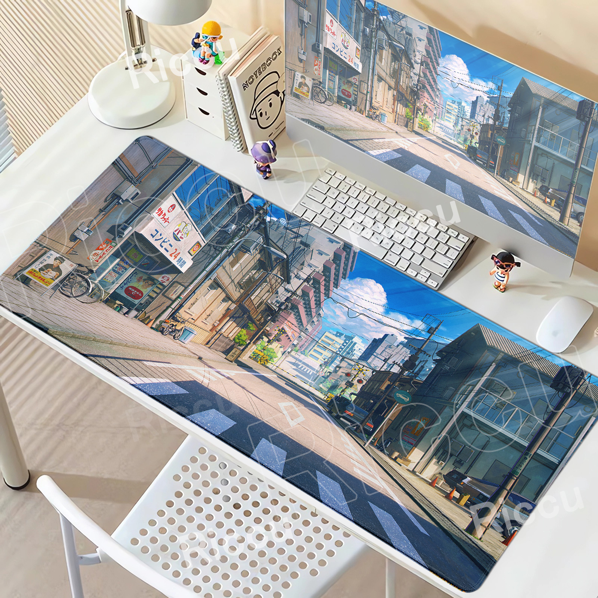 Retro Gaming Japan - Retro Anime Street View Mousepad Neon