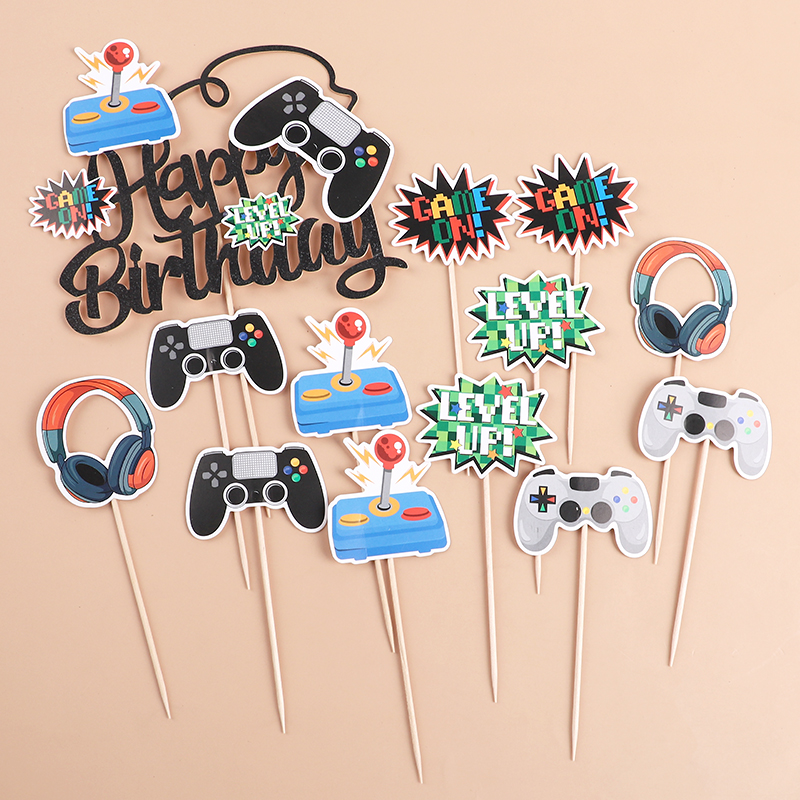 Retro Gaming Decor - 13Pcs Video Retro Game Cake Toppers