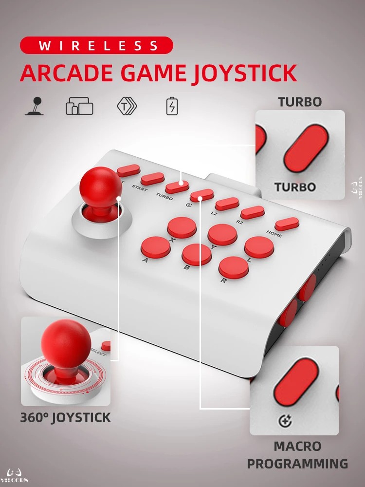 Arcade Stick Joystick - Arcade Joystick Wireless Gaming Controller for