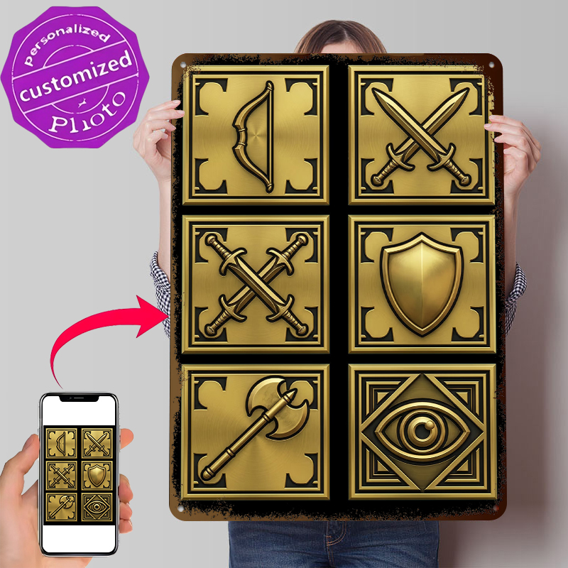 Retro Gaming Accessories - Fantasy Game Icons Tinplate Poster Wall