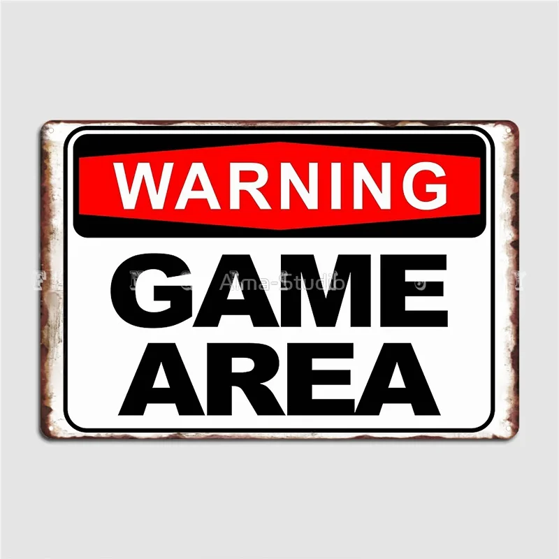 WARNING GAME AREA Retro Metal  - Retro Gaming Decor recensie en prijs