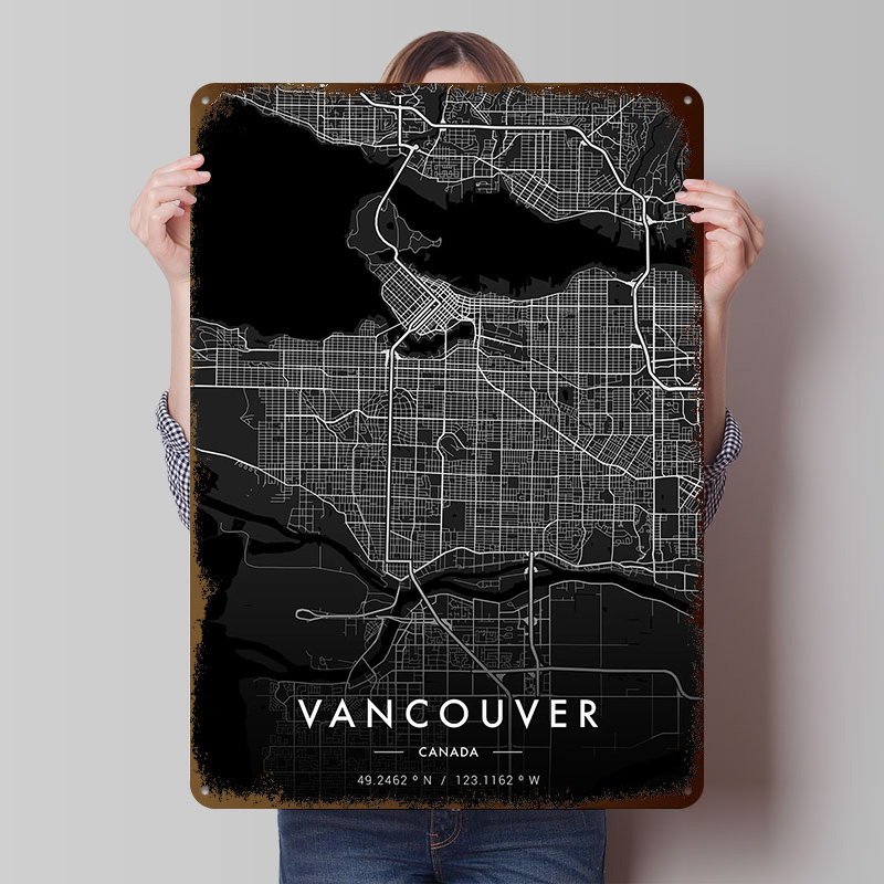 Vancouver City Map Dark Tinpla - Retro Gaming Vancouver recensie en prijs