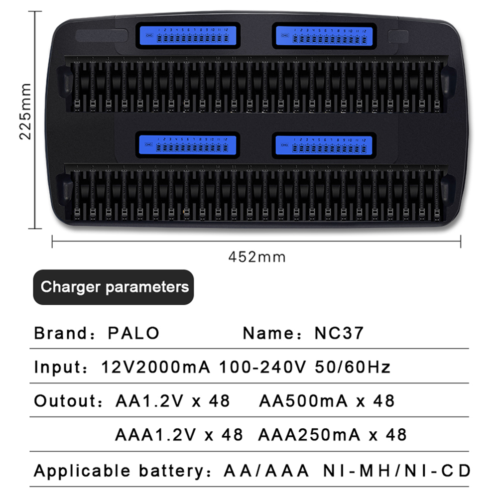 PALO 24/36/48 Slots 1.2V LCD D - Rechargeable Battery Aa recensie en prijs